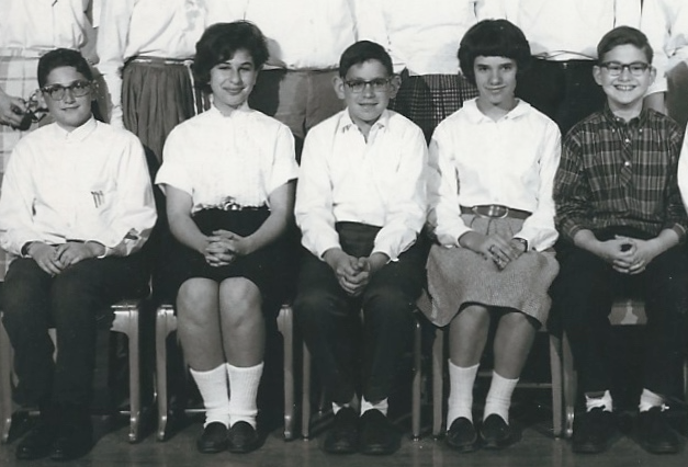 David shown in the center of this cropped 8th grade Cornell Heights class photo. Shown are: Elliot Allen, Phyllis Teplitz, David Opper, Cindy Ellison, Murray Horwitz.