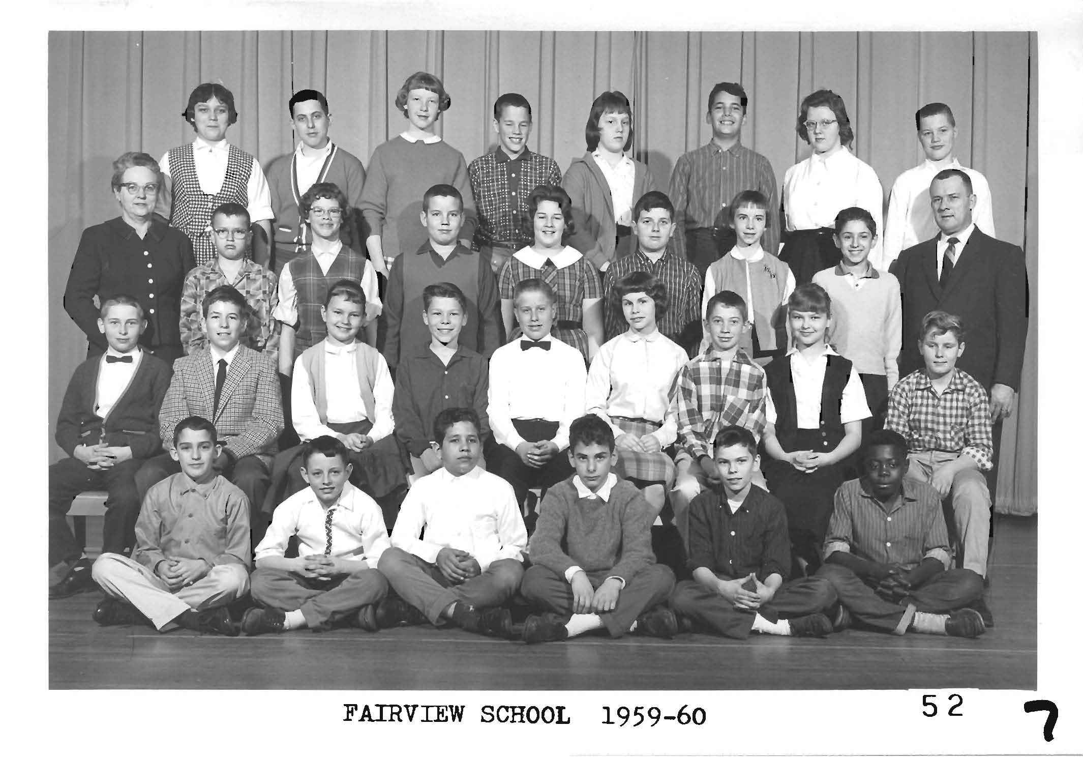 Fairview Elementary School class photo of 7th grade 1959-60, submitted by Dan Wolfe FHS Class of '65