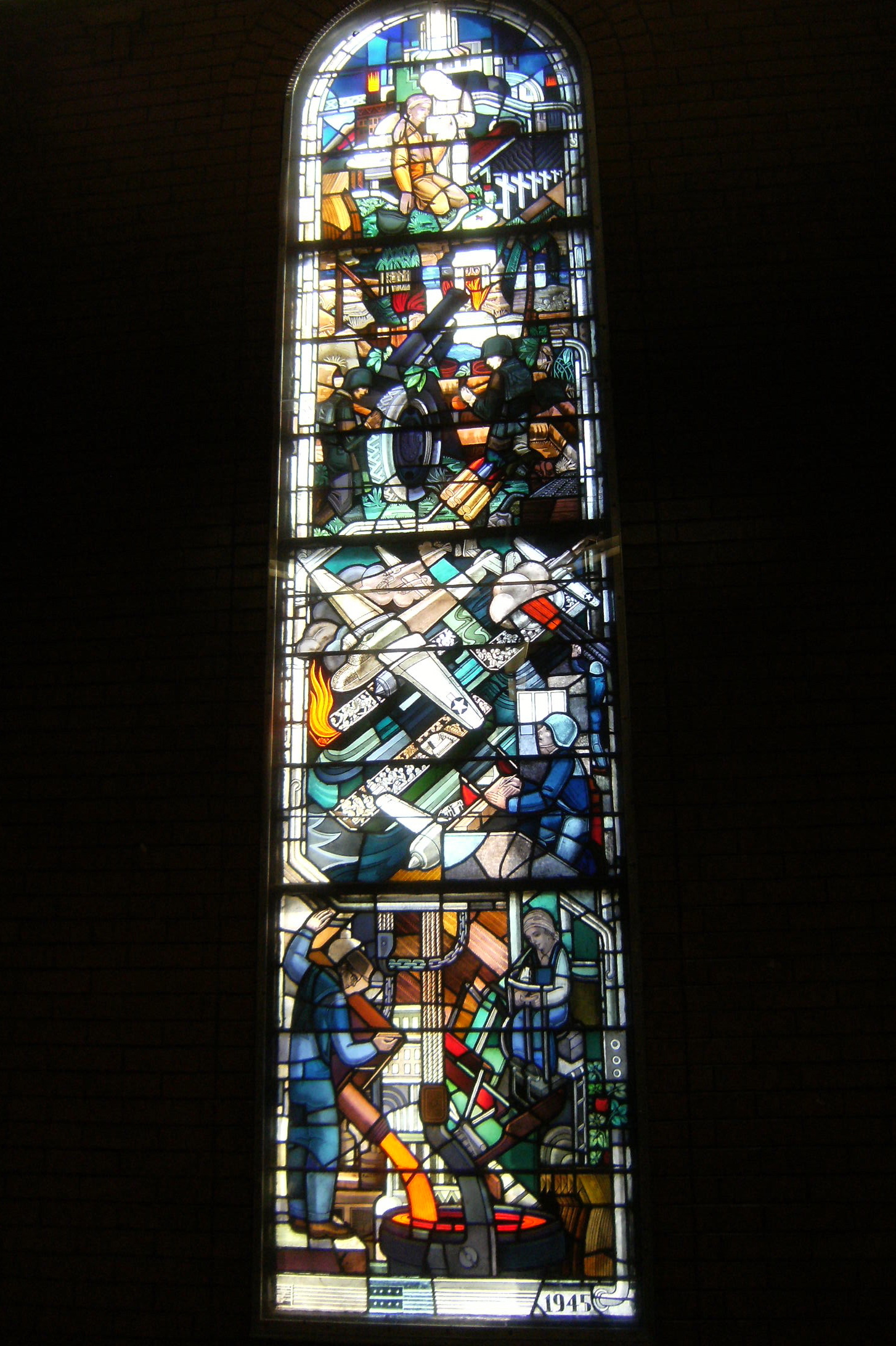 1945 Metcalf World War II stained glass window