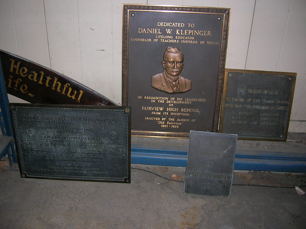 Bronze plaques. Dan Wolfe, Class of 1965.