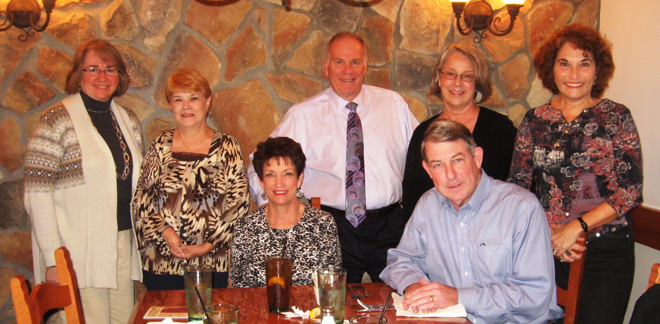 Class of '66 lunch at Olive Garden on Friday, October 26, 2012. Standing are Mary Nancy Smith, Connie Williams, David Wyse, Jeri Jones and Alice Nierenberg. Sitting are Susie Harris and Dwight Woessner.